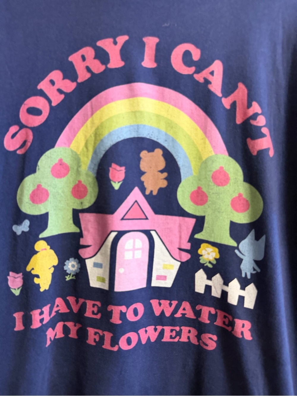 Navy Graphic Tee "Sorry I Can't I Have To Water My Flowers" - Picture 2 of 8